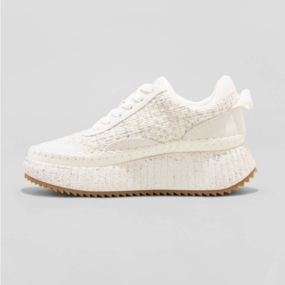K-3 Universal Thread Size 8 Women's Persephone Sneakers White/Cream Woven Fabric - Picture 2 of 5